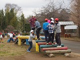 2本橋で盛り上がる5年生